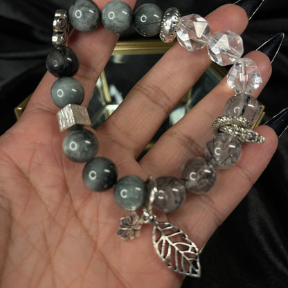 Skyward Gaze – Eagle Eye & Rabbit Hair Rutile Quartz Bracelet of Vision & Protection