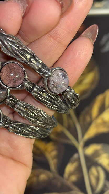 Draconic Power – Dragon Heads & Phantom Garden Quartz Bangle of Strength & Transformation