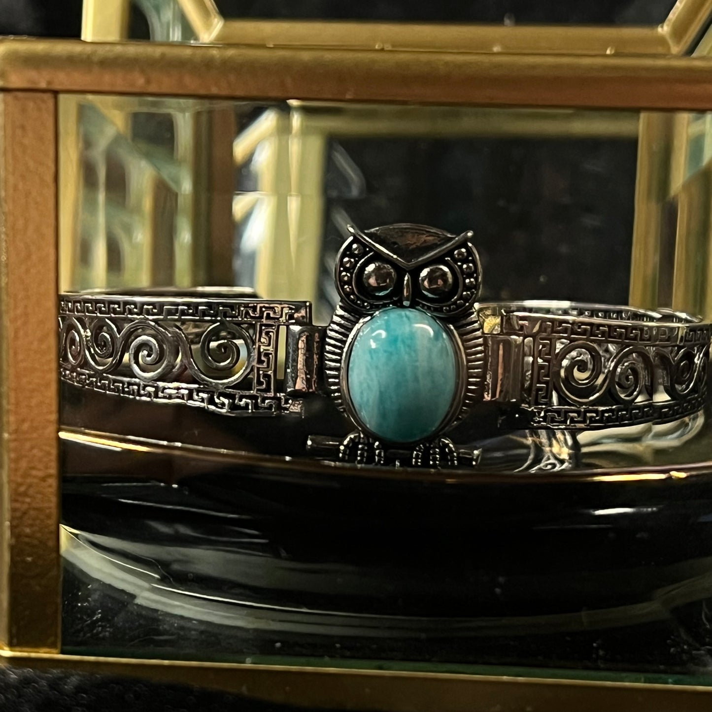 Owl’s Wisdom – Amazonite Owl Bangle of Insight & Protection