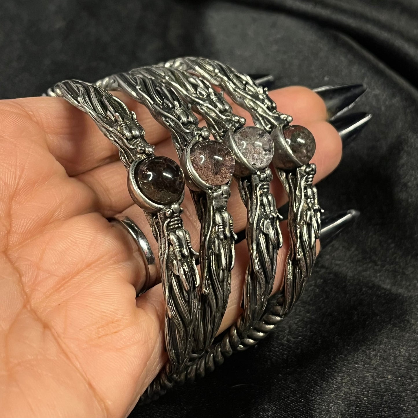 Draconic Power – Dragon Heads & Phantom Garden Quartz Bangle of Strength & Transformation