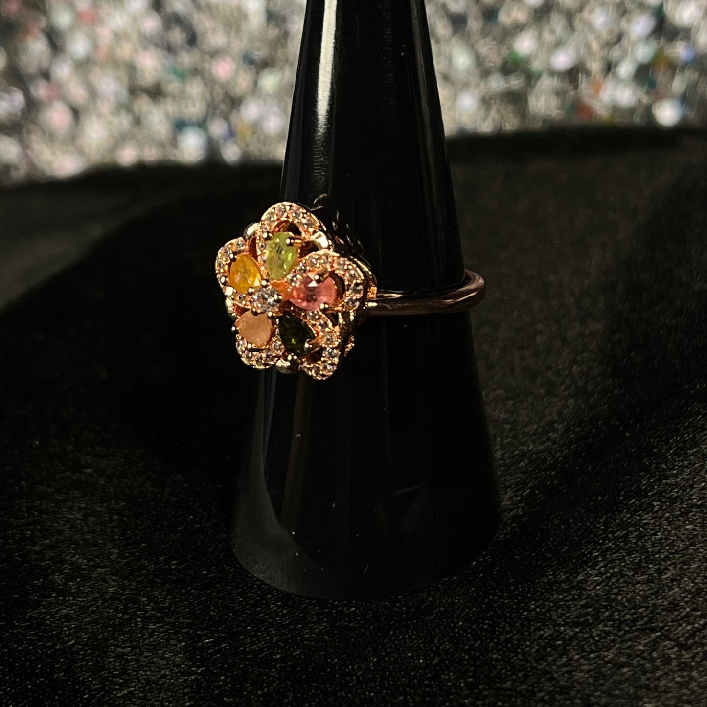 Flower Tourmaline Rose Gold Ring