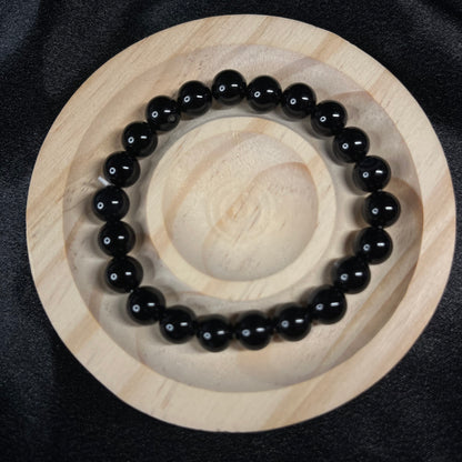 Black Obsidian Bracelet of Protection & Grounding Beaded Bracelet – 8mm