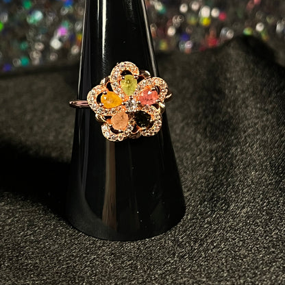 Flower Tourmaline Rose Gold Ring