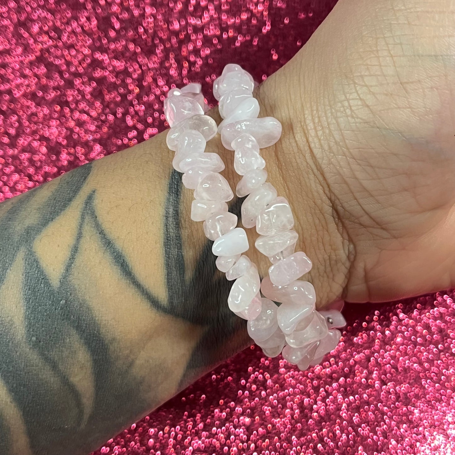 Heart’s Embrace – Rose Quartz Memory Wire Bracelet of Love & Healing