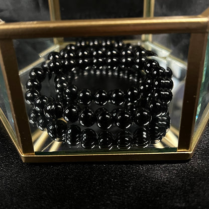 Black Obsidian Bracelet of Protection & Grounding Beaded Bracelet – 8mm