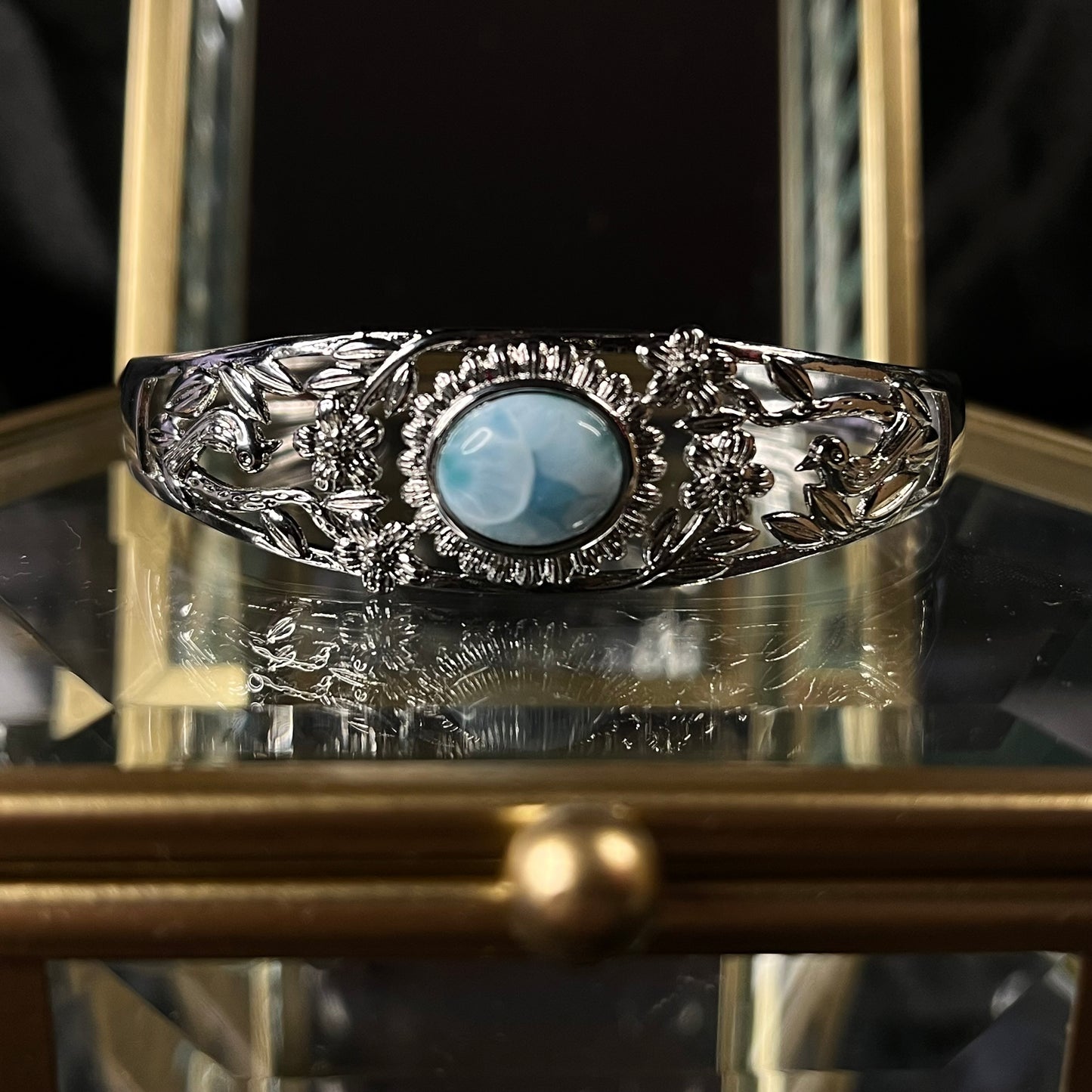 Ocean’s Breath – Larimar Garden Bangle of Serenity & Healing