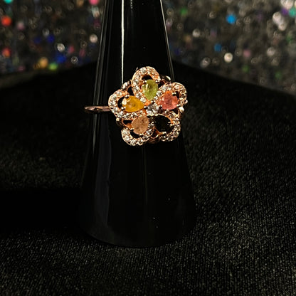 Flower Tourmaline Rose Gold Ring