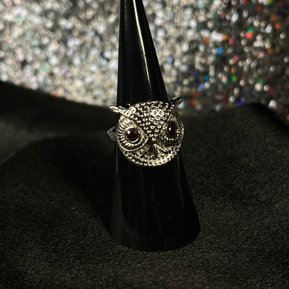 Red Ruby Owl Eyes Ring