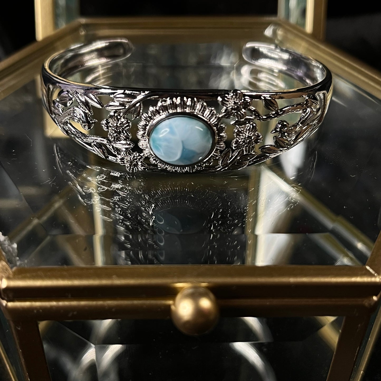 Ocean’s Breath – Larimar Garden Bangle of Serenity & Healing