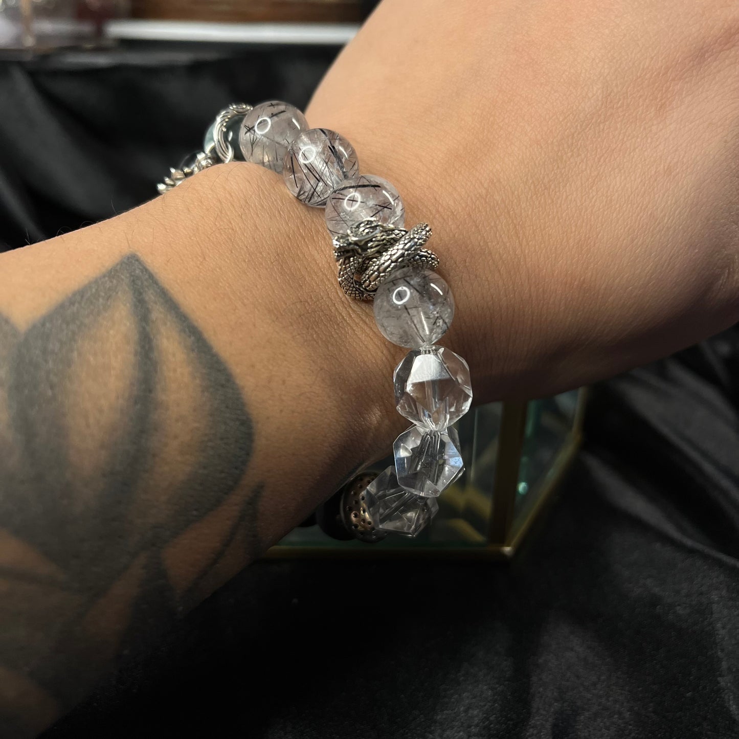 Skyward Gaze – Eagle Eye & Rabbit Hair Rutile Quartz Bracelet of Vision & Protection