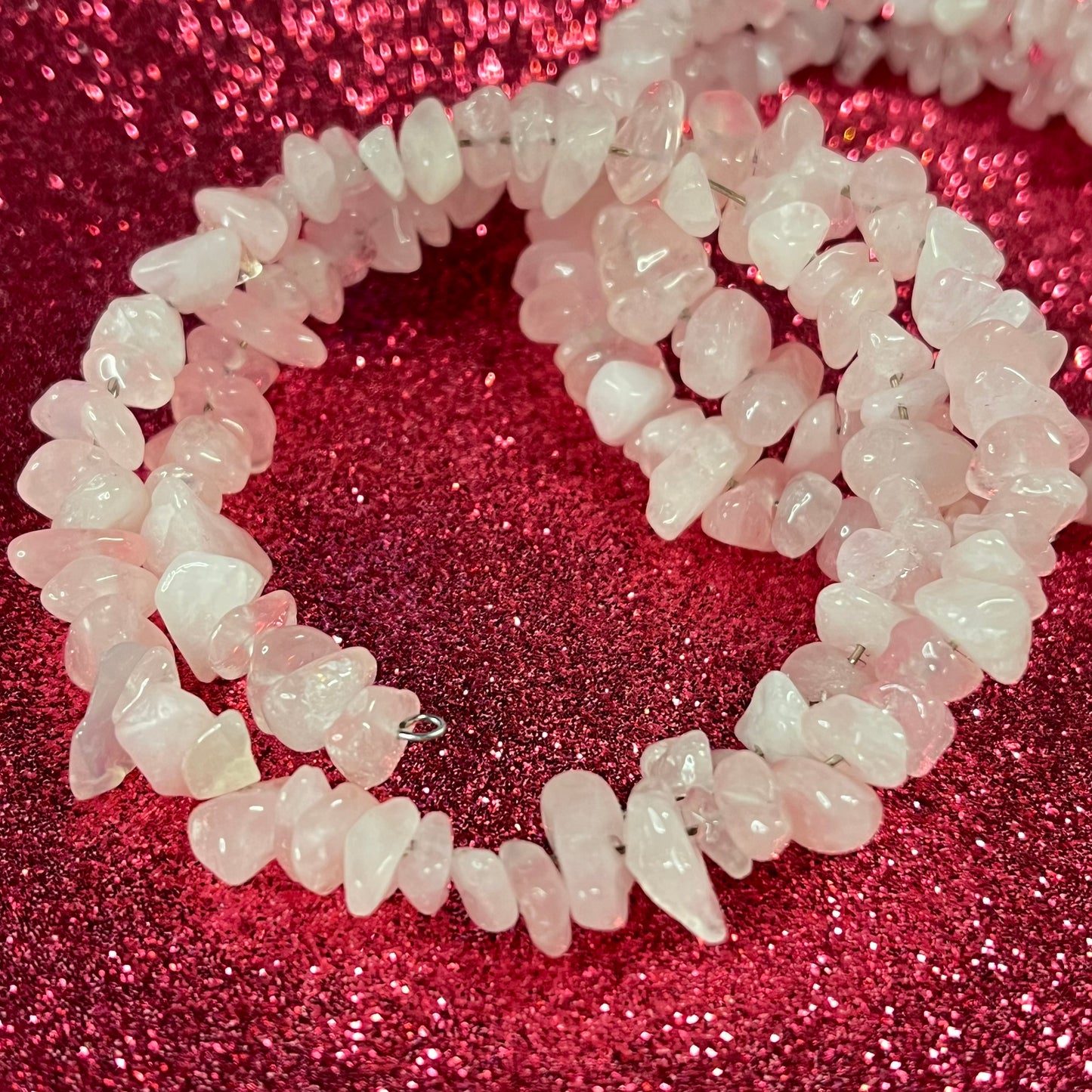 Heart’s Embrace – Rose Quartz Memory Wire Bracelet of Love & Healing