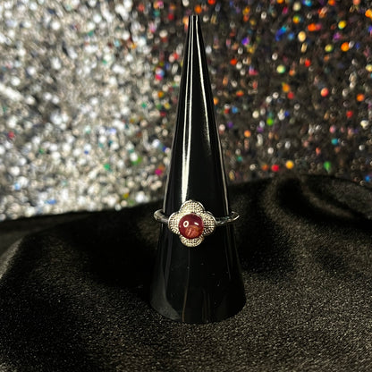 Garnet Clover Ring