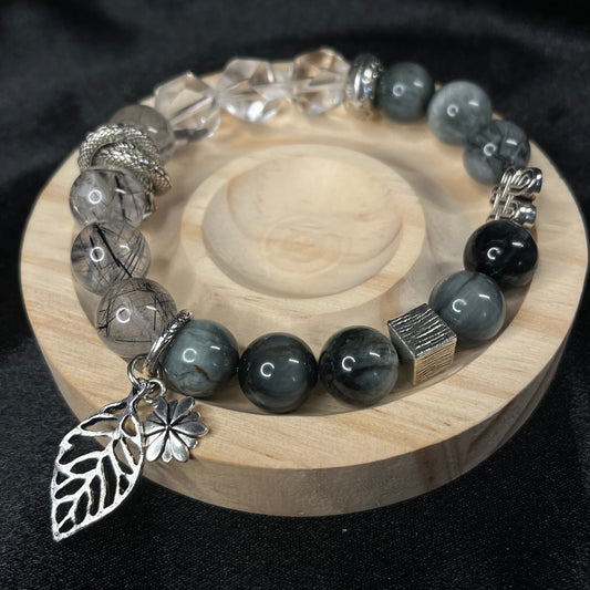 Skyward Gaze – Eagle Eye & Rabbit Hair Rutile Quartz Bracelet of Vision & Protection