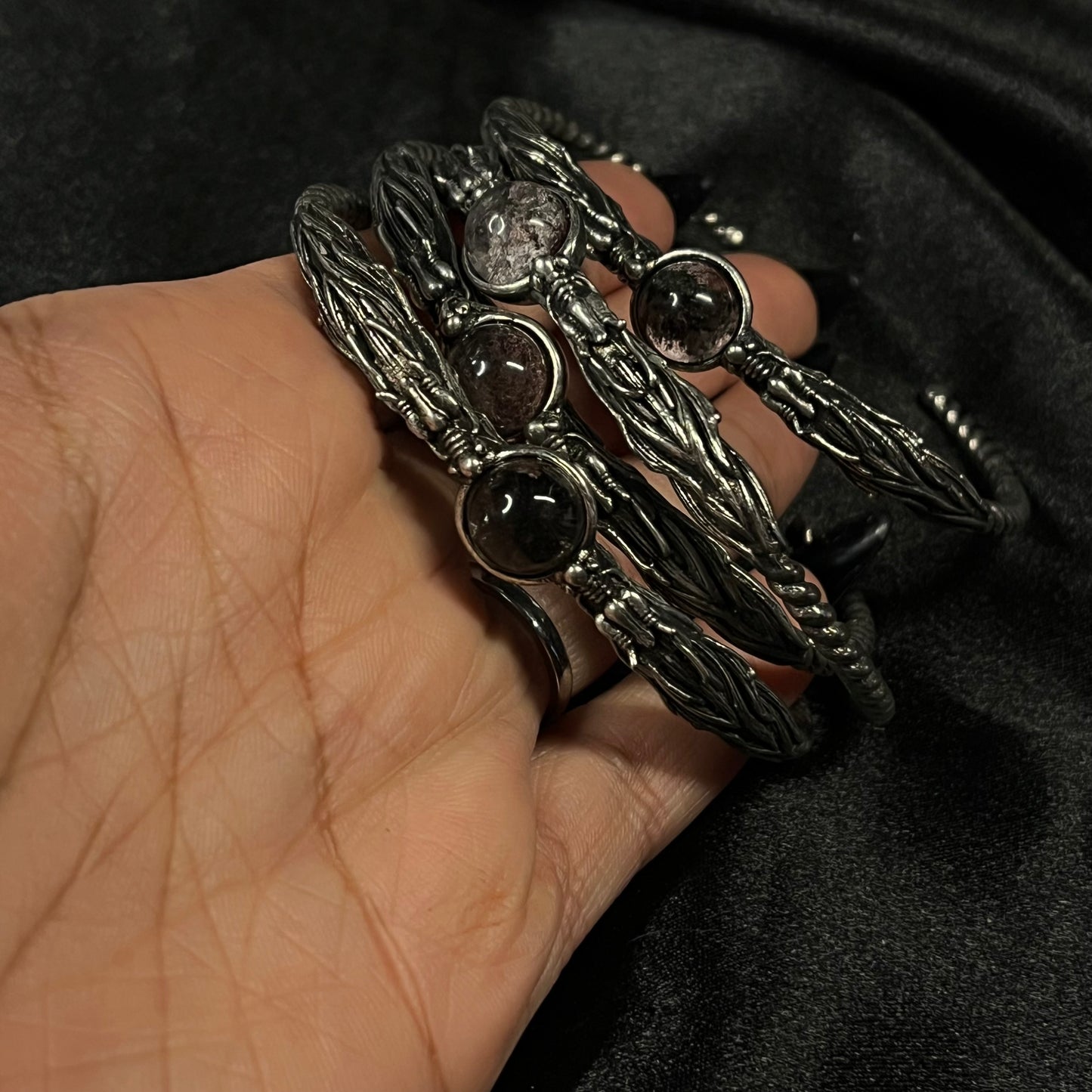 Draconic Power – Dragon Heads & Phantom Garden Quartz Bangle of Strength & Transformation