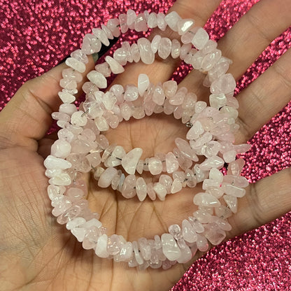 Heart’s Embrace – Rose Quartz Memory Wire Bracelet of Love & Healing