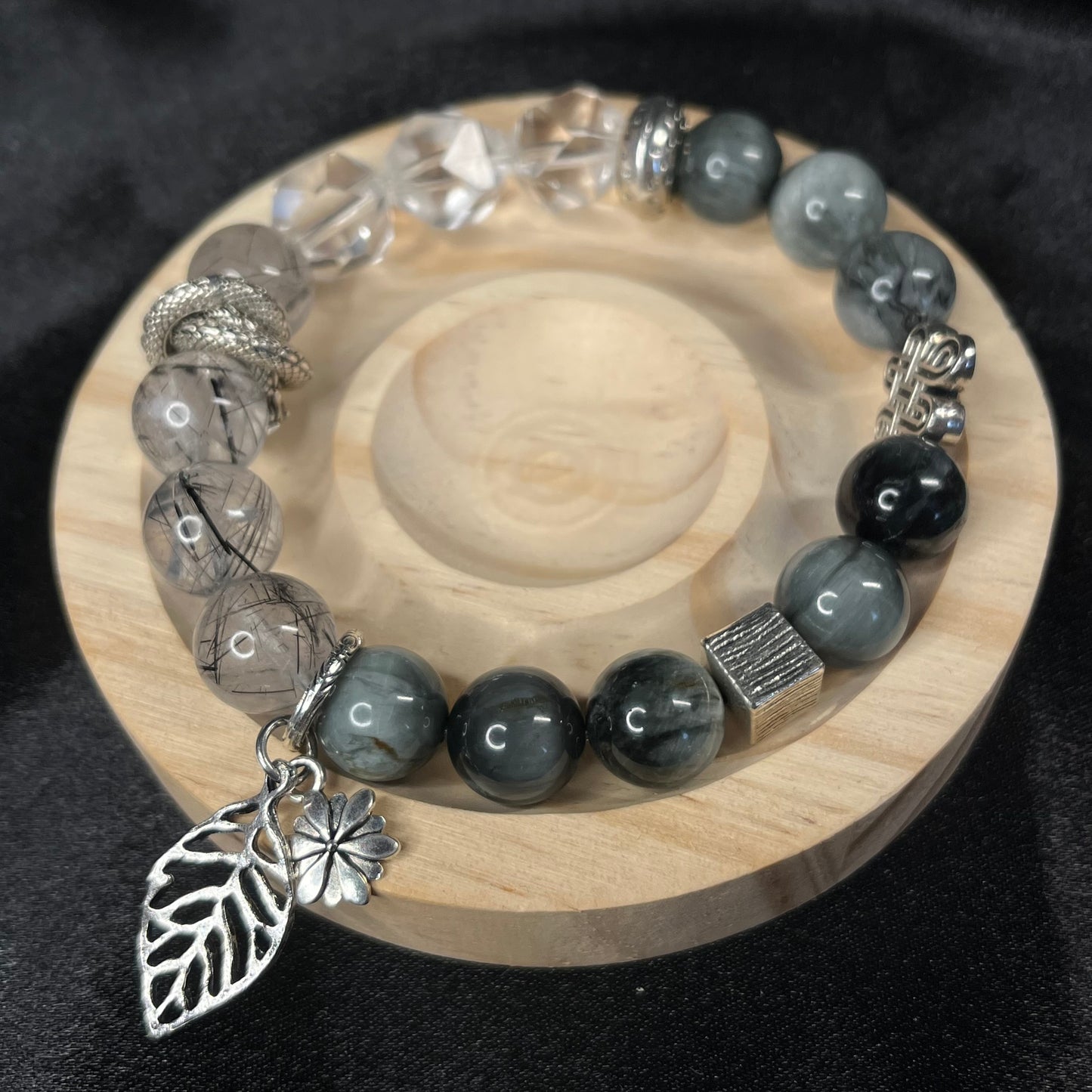 Skyward Gaze – Eagle Eye & Rabbit Hair Rutile Quartz Bracelet of Vision & Protection