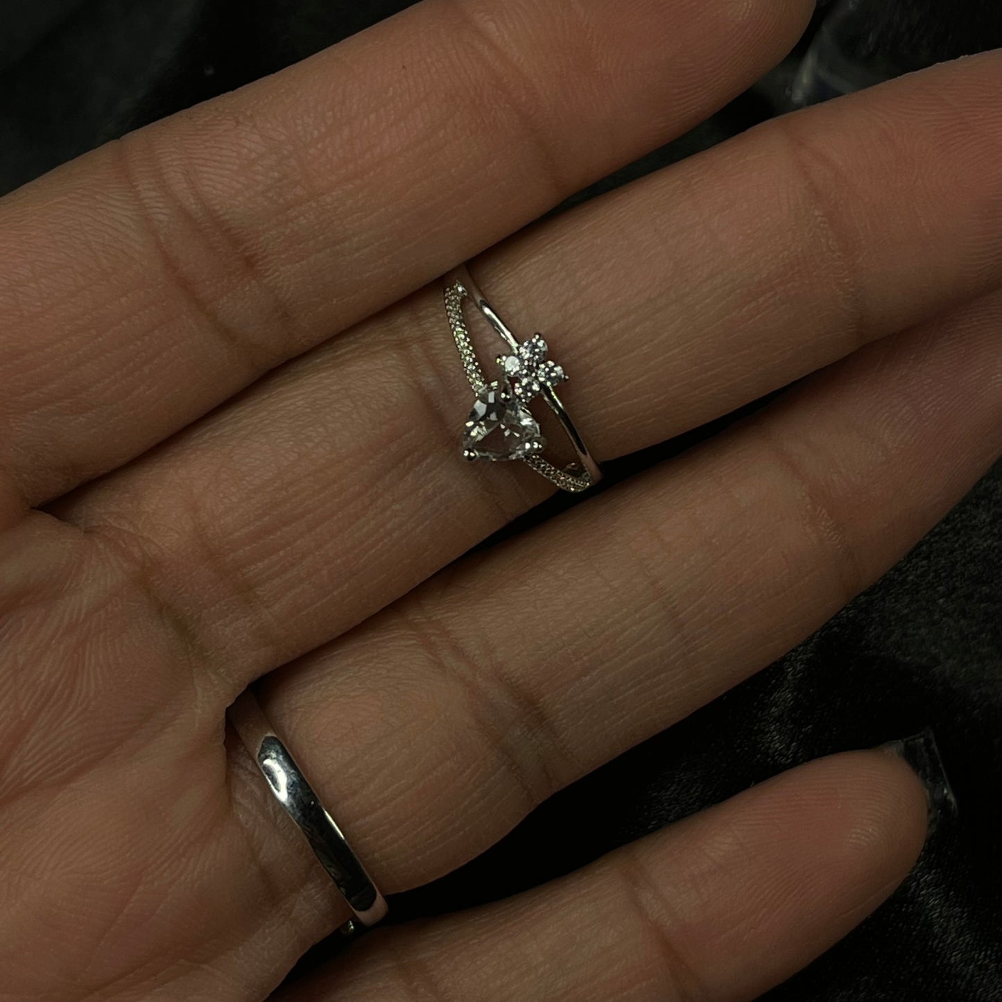 Clear Quartz Butterfly Heart Ring