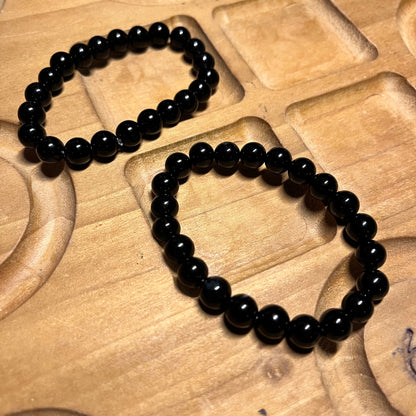 Black Obsidian Bracelet of Protection & Grounding Beaded Bracelet – 8mm