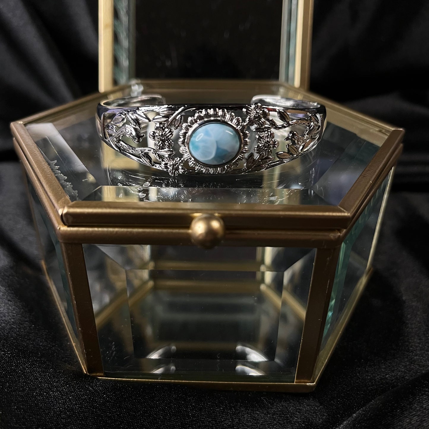 Ocean’s Breath – Larimar Garden Bangle of Serenity & Healing