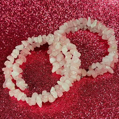 Heart’s Embrace – Rose Quartz Memory Wire Bracelet of Love & Healing