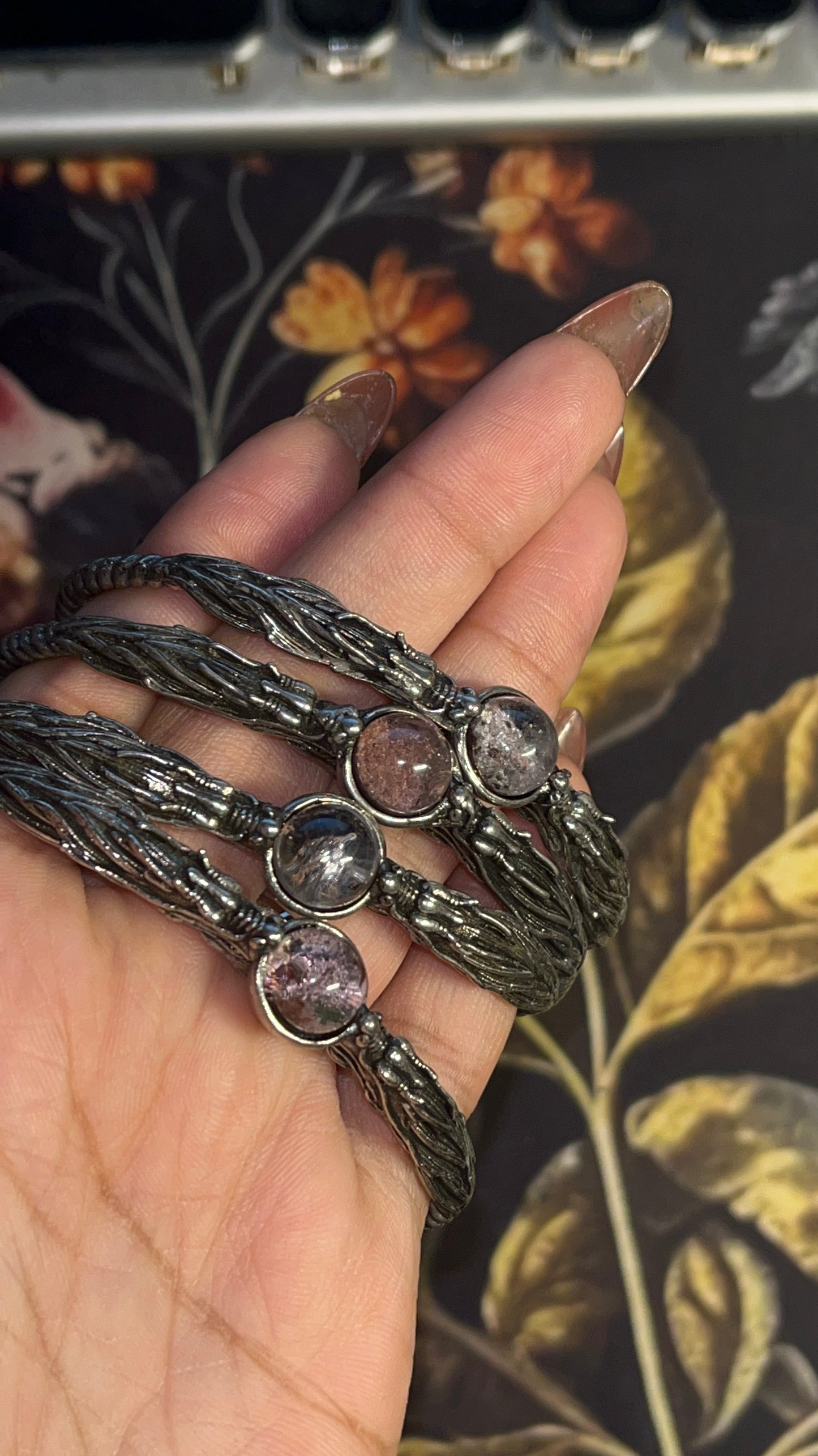 Draconic Power – Dragon Heads & Phantom Garden Quartz Bangle of Strength & Transformation