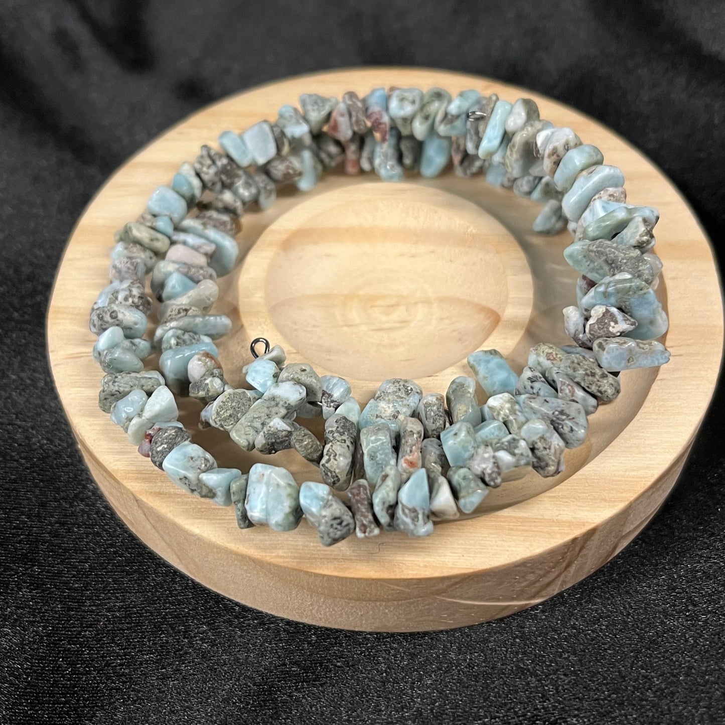 Ocean’s Serenity – Raw Larimar Chips Memory Wire Bracelet of Tranquility & Healing