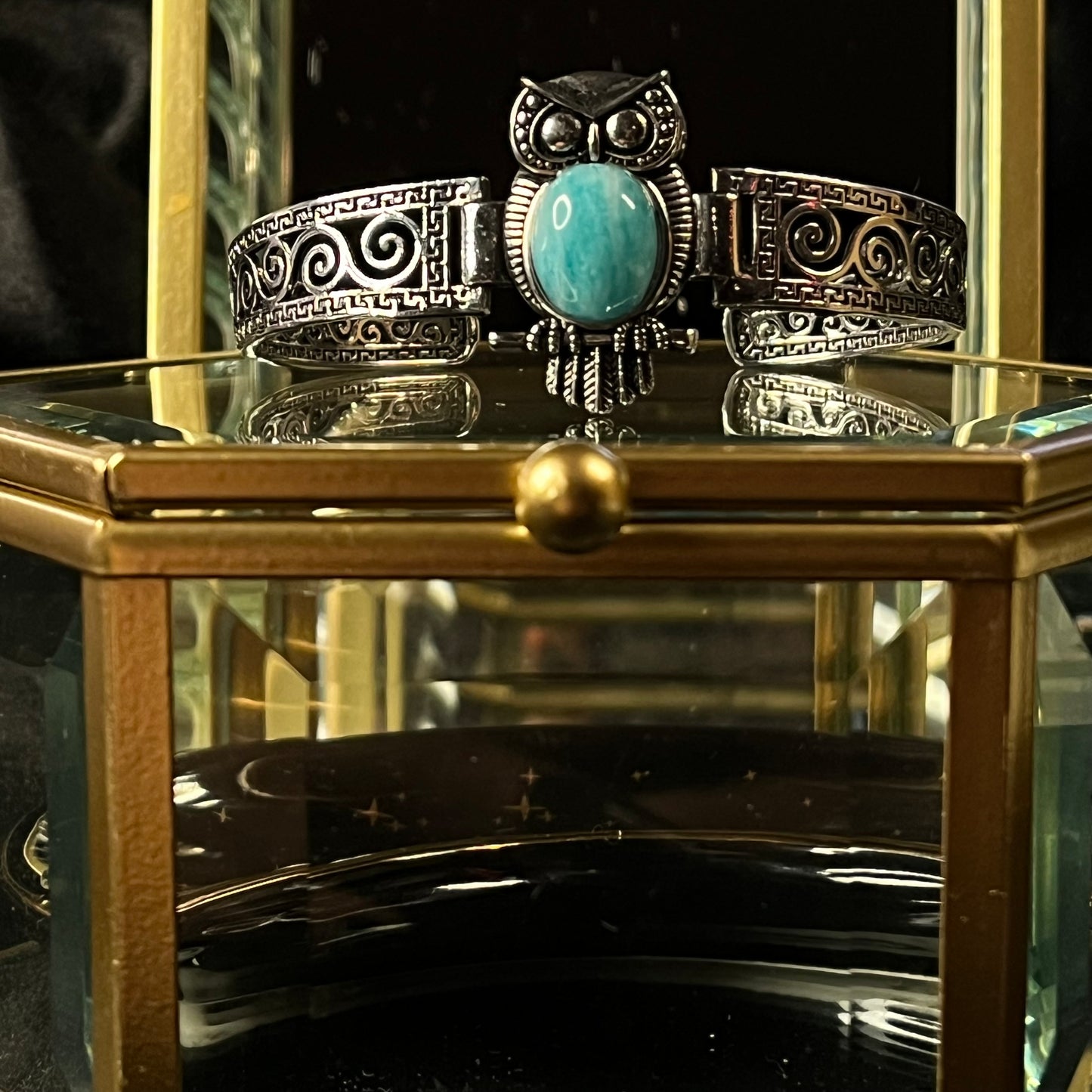 Owl’s Wisdom – Amazonite Owl Bangle of Insight & Protection