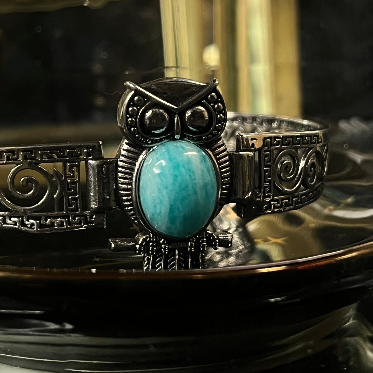 Owl’s Wisdom – Amazonite Owl Bangle of Insight & Protection