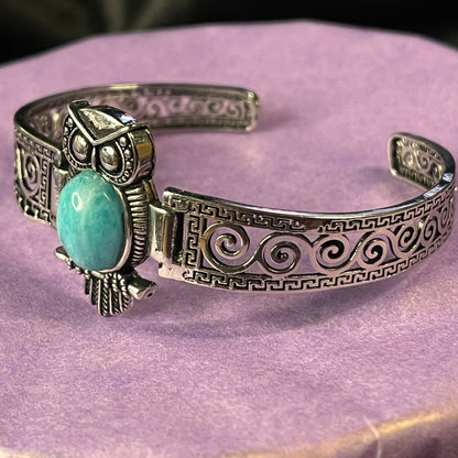 Owl’s Wisdom – Amazonite Owl Bangle of Insight & Protection