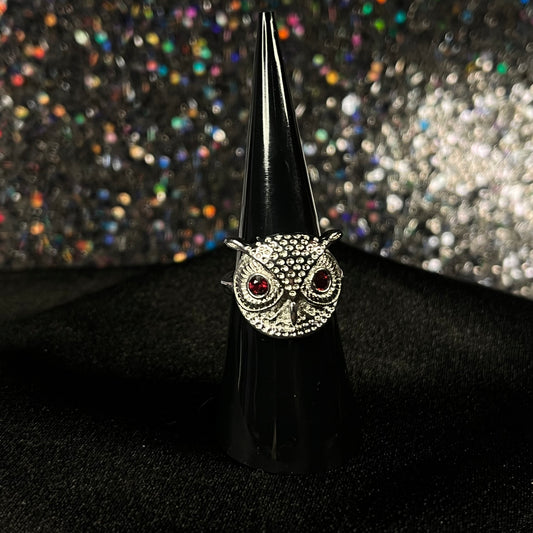 Red Ruby Owl Eyes Ring