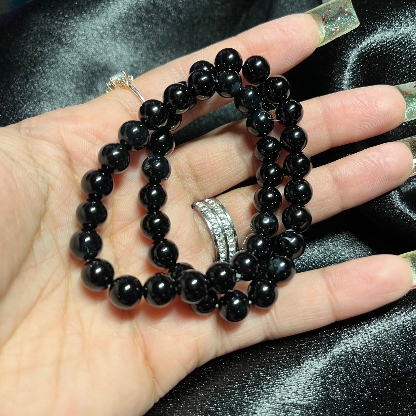 Black Obsidian Bracelet of Protection & Grounding Beaded Bracelet – 8mm