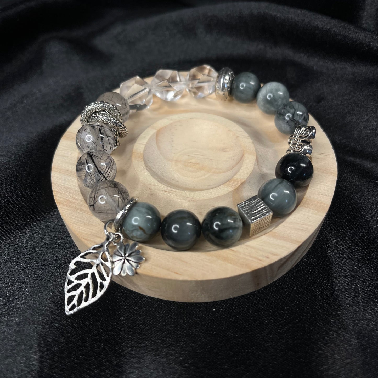 Skyward Gaze – Eagle Eye & Rabbit Hair Rutile Quartz Bracelet of Vision & Protection